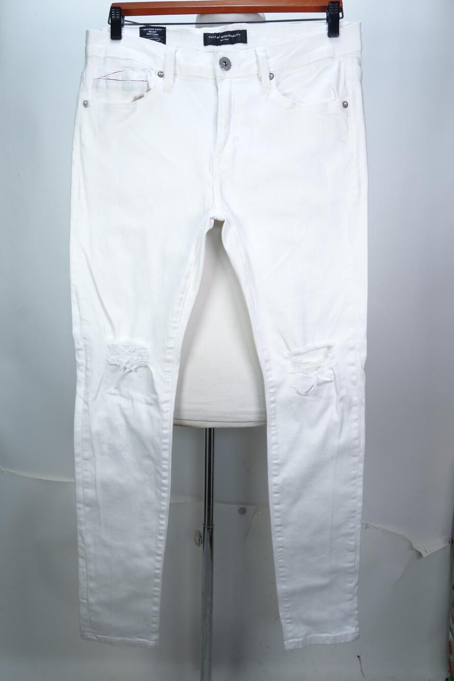 Cult Of Individuality Jeans Mens 34x32 White Punk Super Skinny Distressed